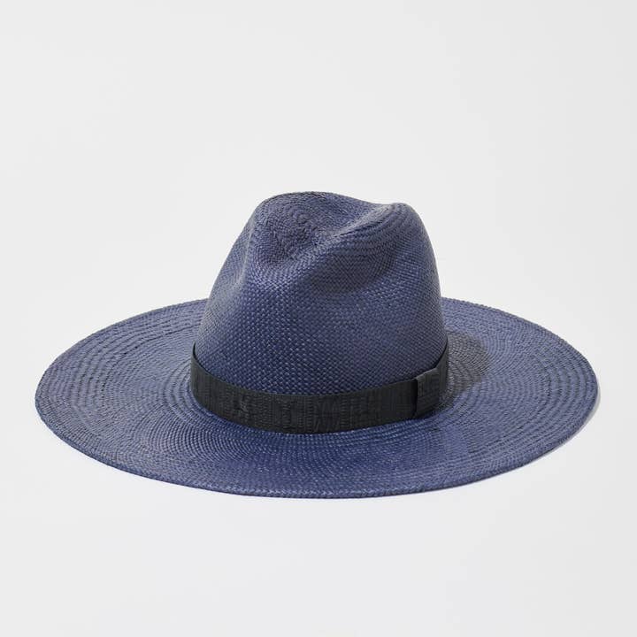 The Straw Classic | Neon Navy w/ Jacquard Pattern Ribbon for wholesale by HEADS OF STATE HAT CO.