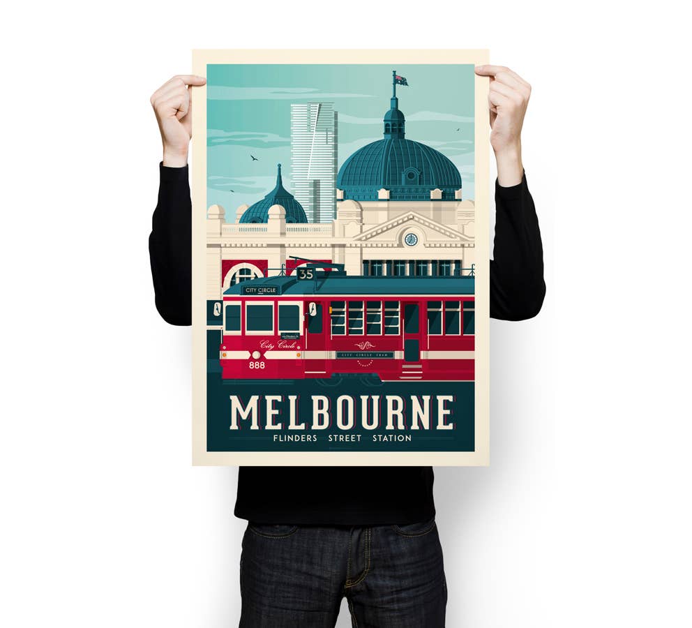 Olahoop Travel Posters - Wholesale Poster - Melbourne Flinders Street Station - Australia travel poster2