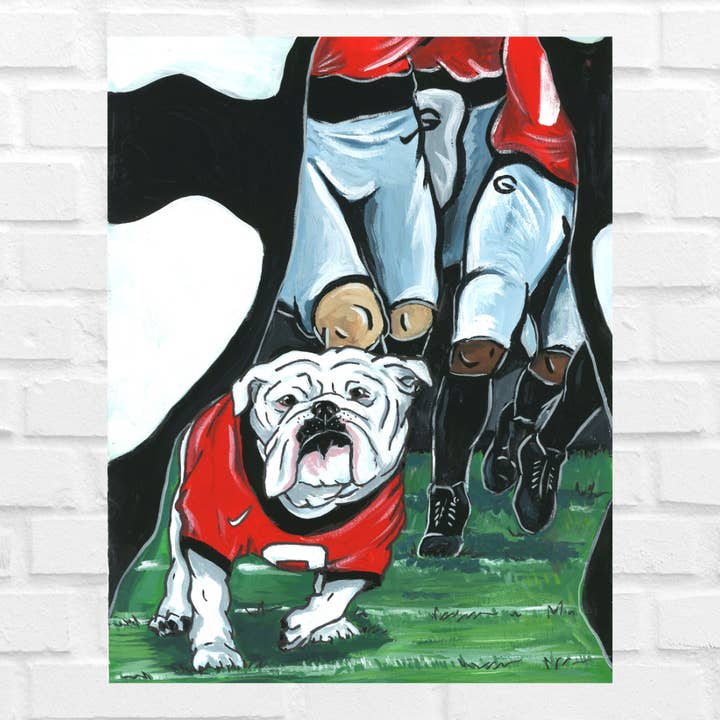 Sic 'Em Georgia Bulldog Mascot Print for wholesale by Athens Art & Frame