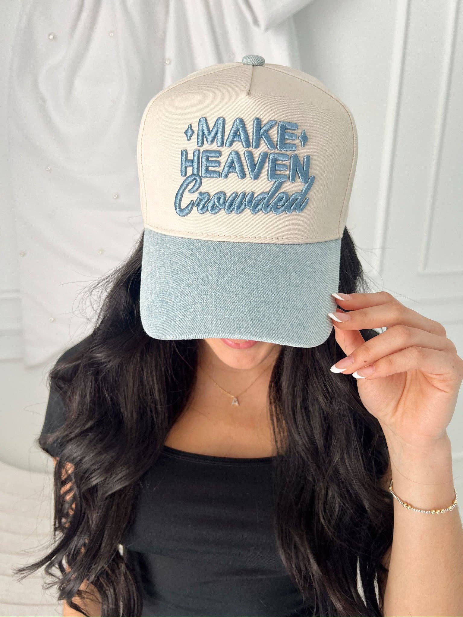 KENZKUSTOMZ - Wholesale Trucker Hat - Women's - Make Heaven Crowded - Denim Vintage Trucker Hat2