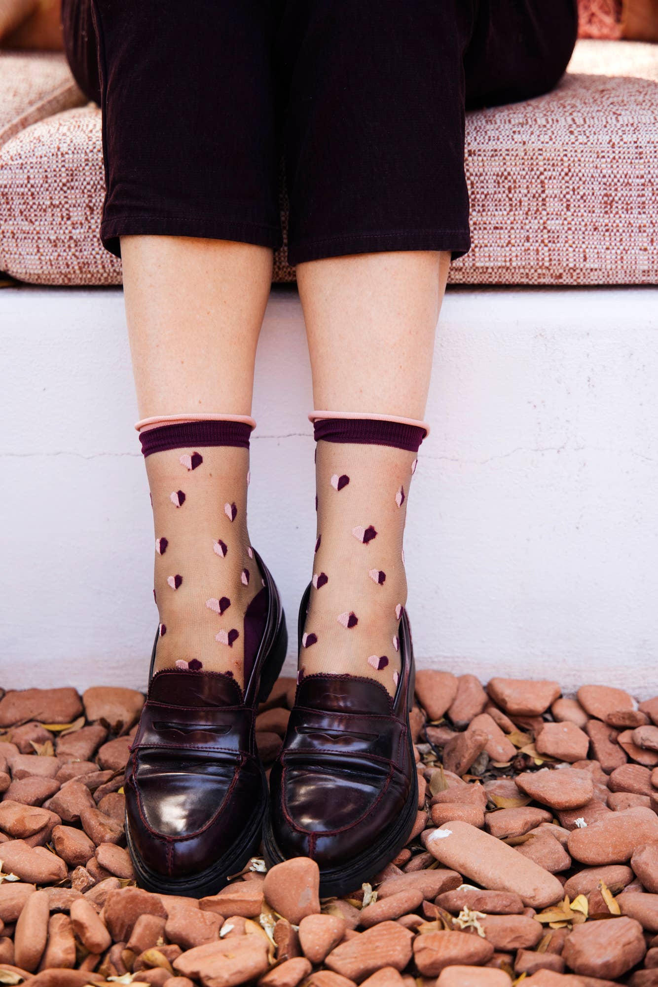 Atelier St Eustache - Wholesale Socks - Women's - VENUS • Transparent heart socks Pink October women1