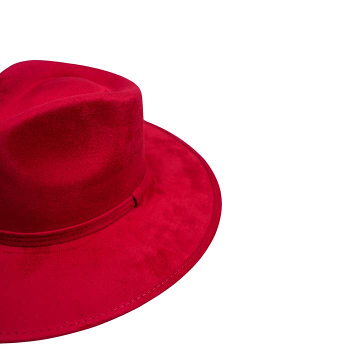 Wilder and Soul Wholesale Hats - Wholesale Fedora - Women's - Vegan Suede Rancher Hat - Lipstick Red2
