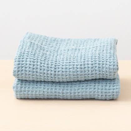 VASKET VAFFEL STORE X2 HÅNDKLÆDER STEN BLÅ for engroshandel hos LinenMe