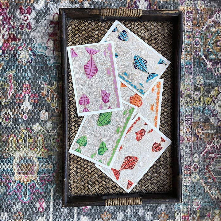 Flow - Set of 5 Handmade Paper Greeting Cards for wholesale by Bombay Paper