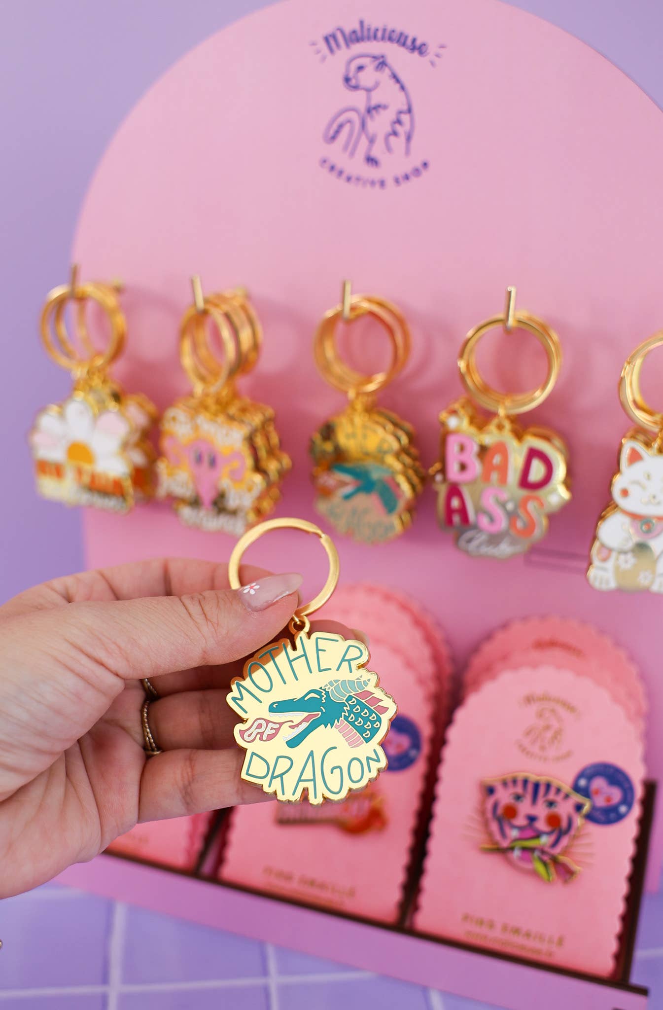 MALICIEUSE - Wholesale Jewelry Stand & Display - Wooden Pin and Keychain Display - Shop Display2