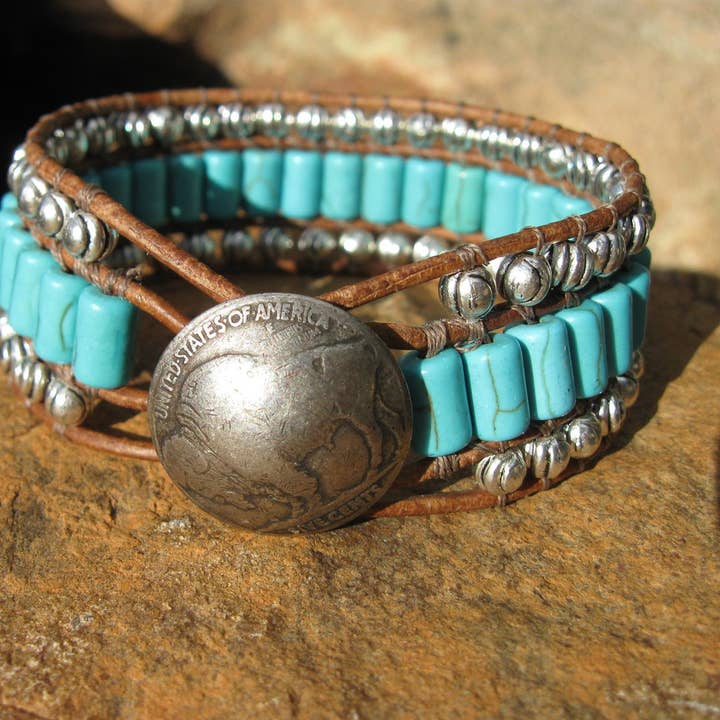 Turquoise And Leather Cuff Bracelet, Western Jewelry and other Purchase Wholesale thread bangles. Free Returns & Net 60 Terms on Faire trending on Faire.