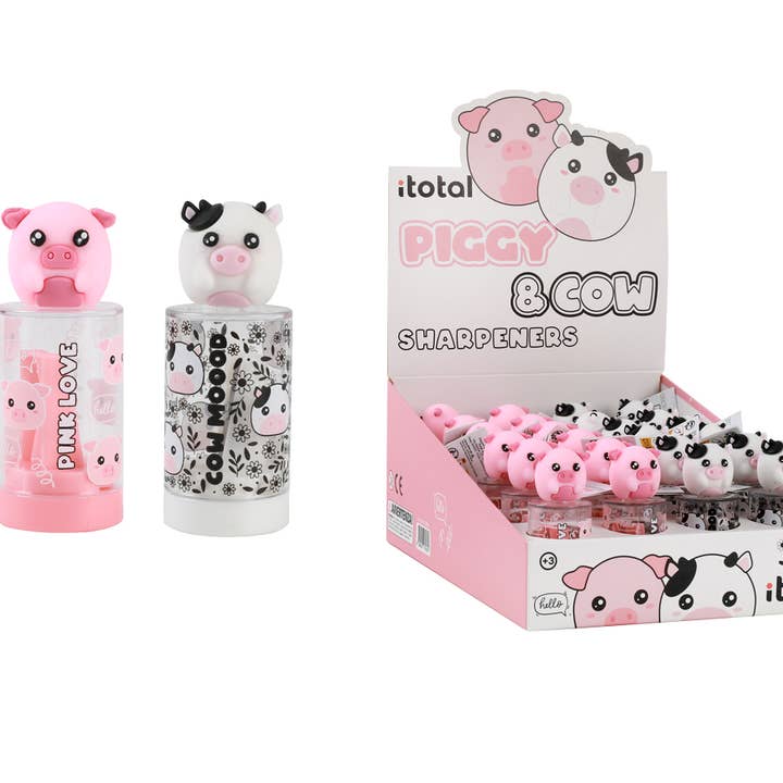 Piggy & Cow Pencil Sharpener - 24 Pcs Display for wholesale by I-Total, I-Drink