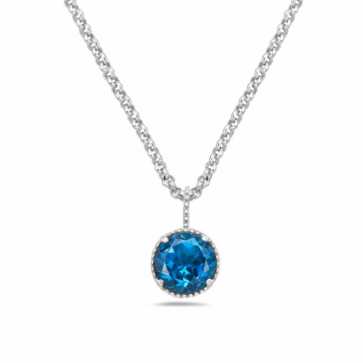 London Blue Topaz Necklace in Sterling Silver for wholesale by Anatoli Jewelry