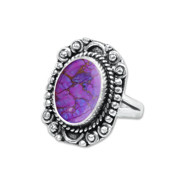 Handmade Jewels - Vente Bague de cocktail/de cérémonie - Bagues en turquoise cuivrée violette – Fait main, plaqué argent, bohème (sur commande)21