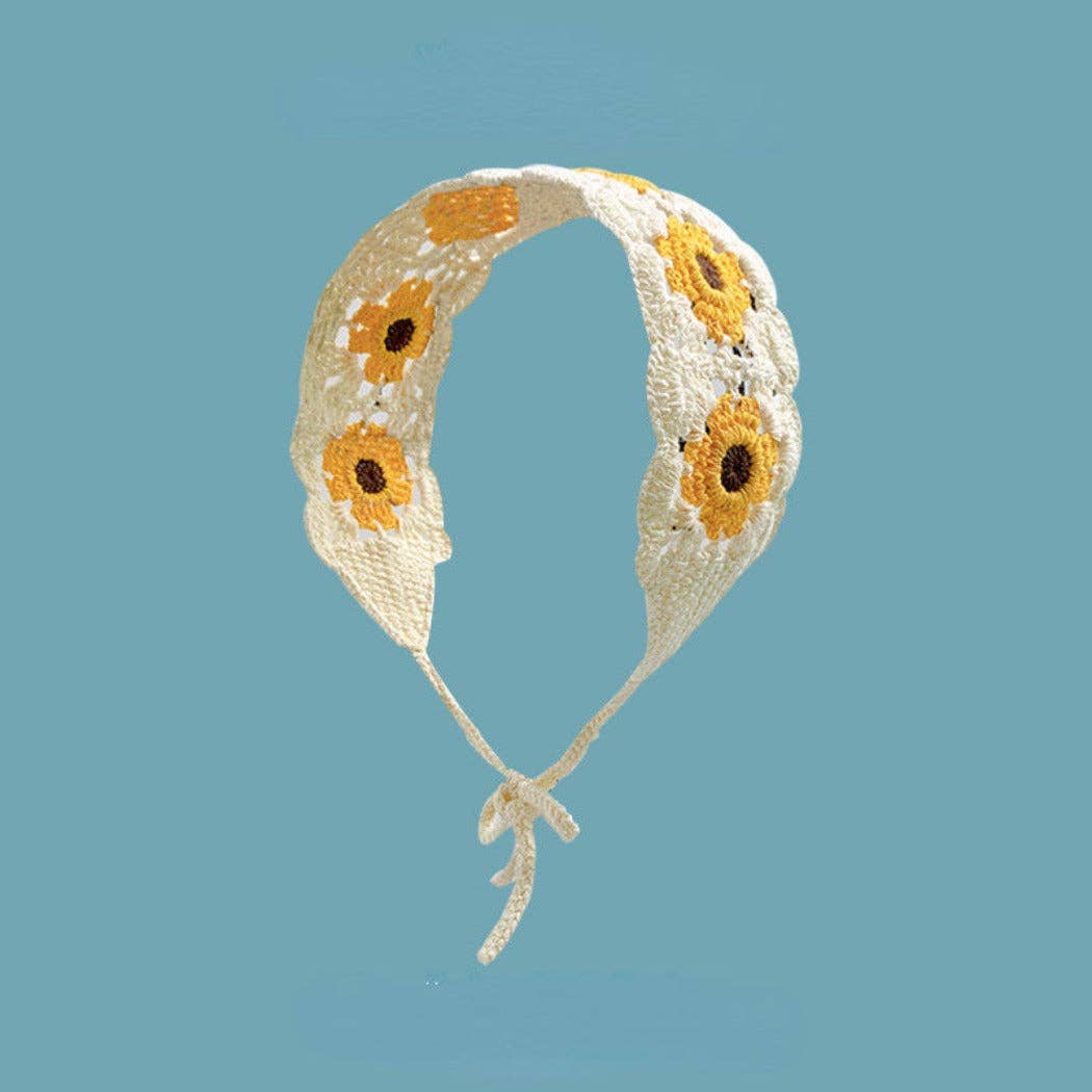 Funkyrel® Atzbranding Limited – Bandana - Mulher por atacado – Haila - Bandolete de Flores em Croché - O Acessório Perfeito para o Verão5