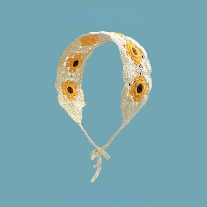 Funkyrel® Atzbranding Limited – Bandana - Mulher por atacado – Haila - Bandolete de Flores em Croché - O Acessório Perfeito para o Verão5