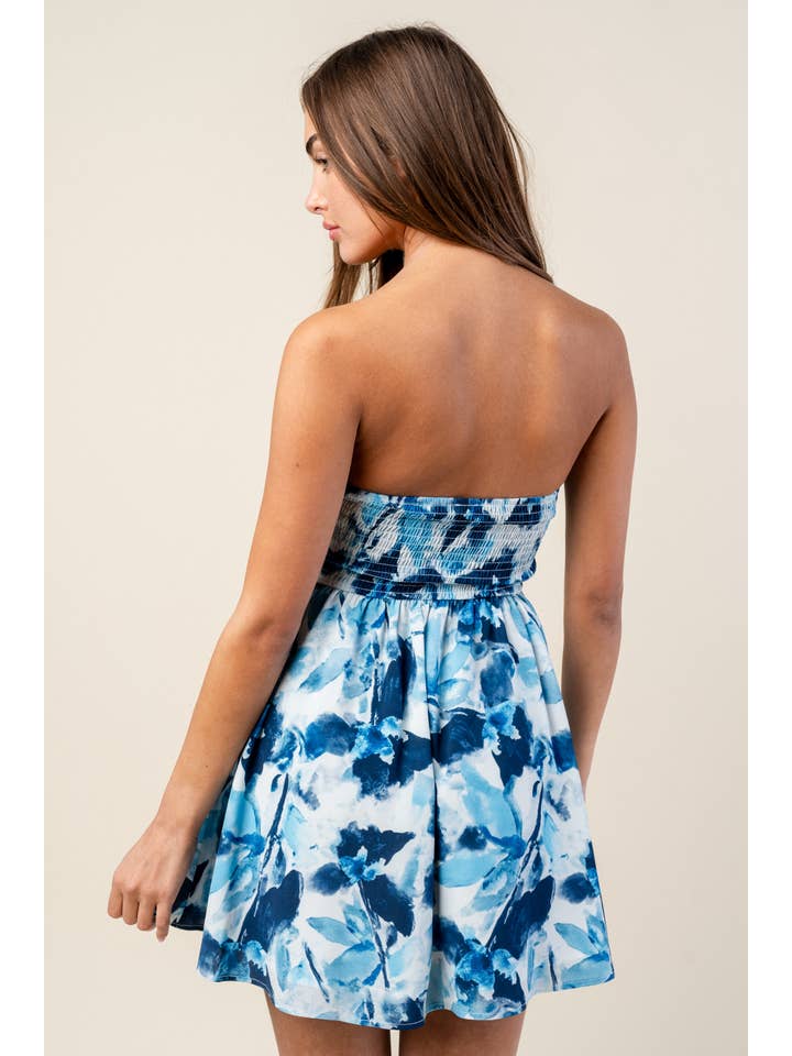 BLUE BD12888S_DOBBY PRINT DRESS for wholesale on Faire2