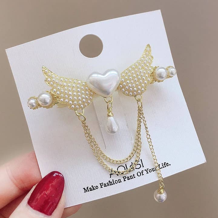 SWEET HEART TASSEL SPRING CLIP PEARL HAIRPIN_CWAHA4694 for wholesale by ACCITY