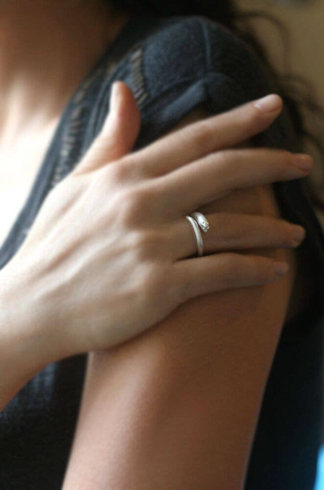 Michelle Chang - Wholesale Cocktail/Statement Ring - Small Open Mouth Snake Ring in Sterling Silver1