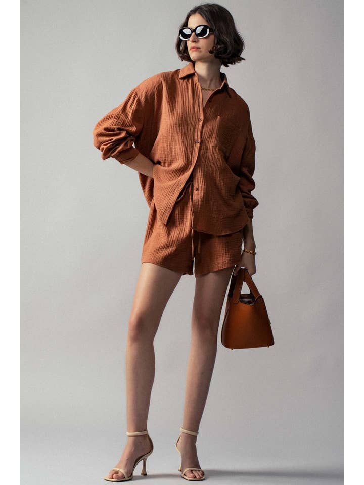 Urban Daizy - Wholesale Lounge Set - Women's - Crinkle Cotton Gauze Resort Button-Up Set20