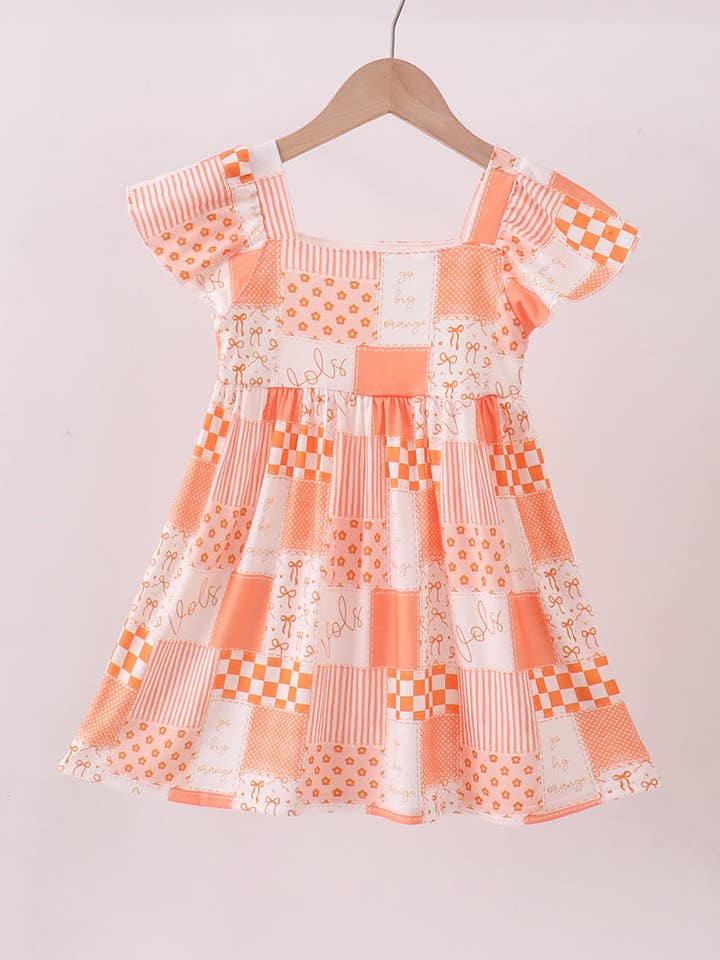 Oranje Tennessee patchwork jurk voor wholesale door Aspen Rain Boutique