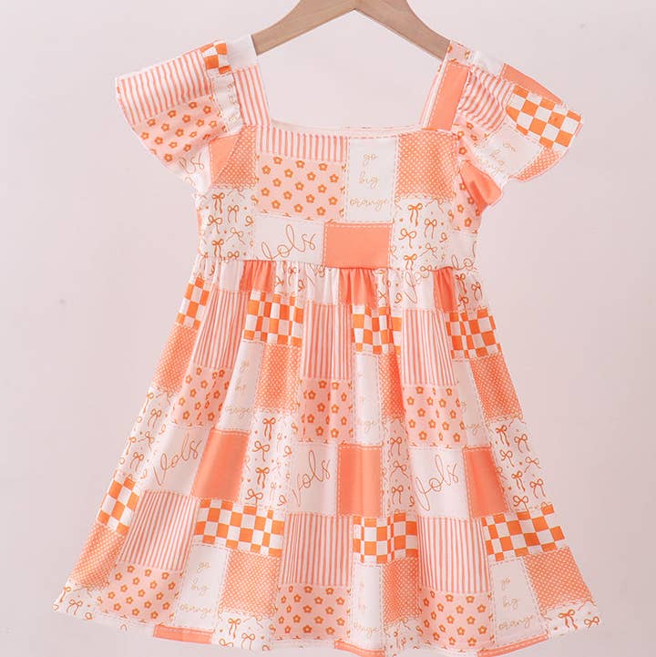 Orange Tennessee patchwork dress for wholesale by Aspen Rain Boutique