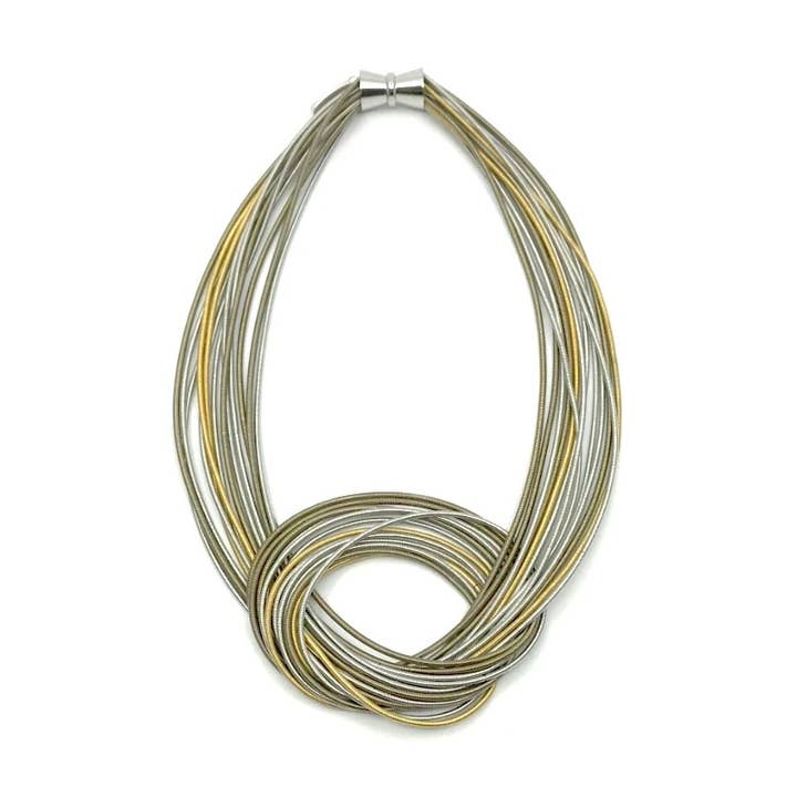 Sea Lily - Vendita all'ingrosso Girocollo/collier - 703 - Filo Pianoforte Grande Nodo Argento/Oro Multi0