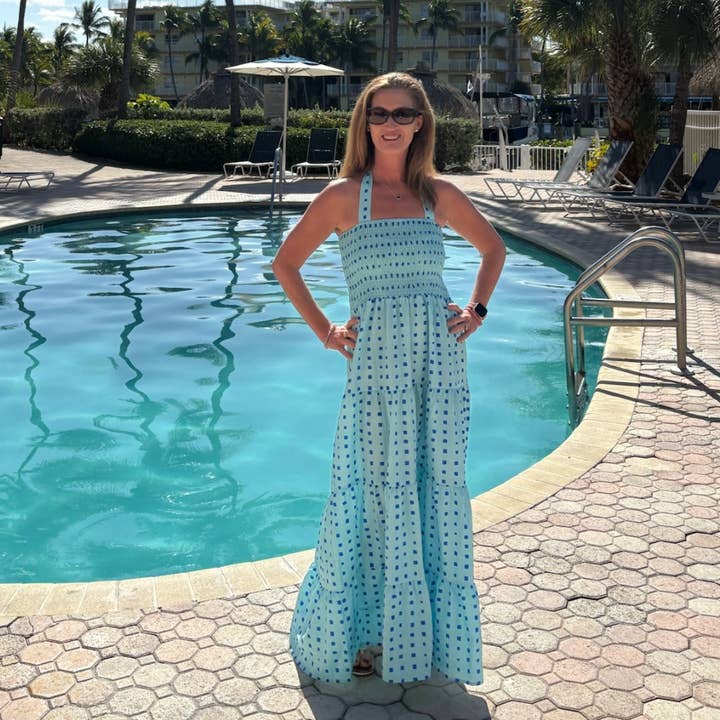 Top It Off - Wholesale Dress - Women's - Raquel Tiered Maxi Dress Smocked Bodice - On Sale2