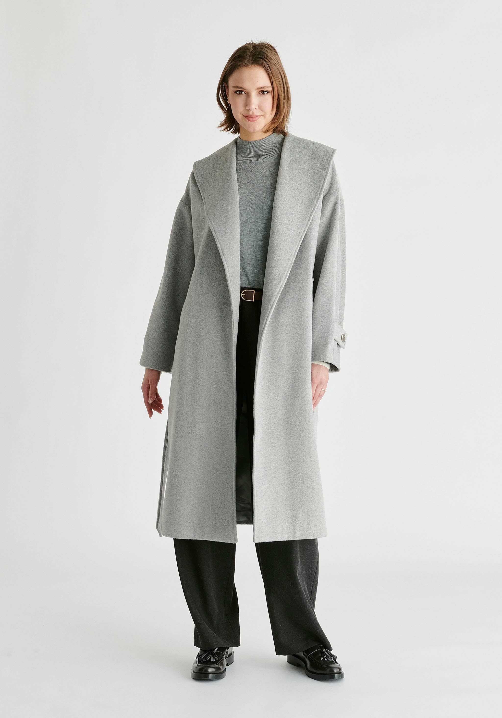 Paisie - Wholesale Coat - Women's - Shawl Collar Wool Coat with Belt23