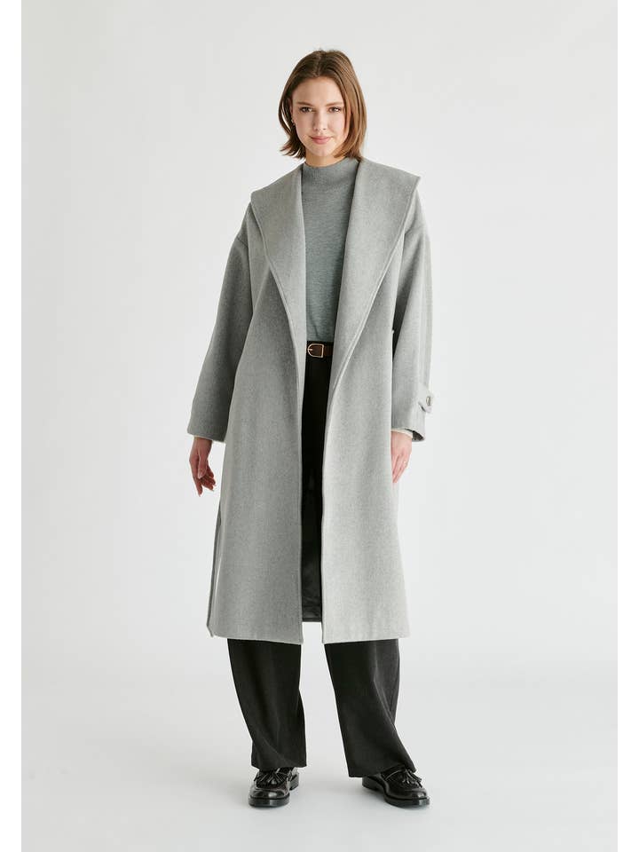 Paisie - Wholesale Coat - Women's - Shawl Collar Wool Coat with Belt23
