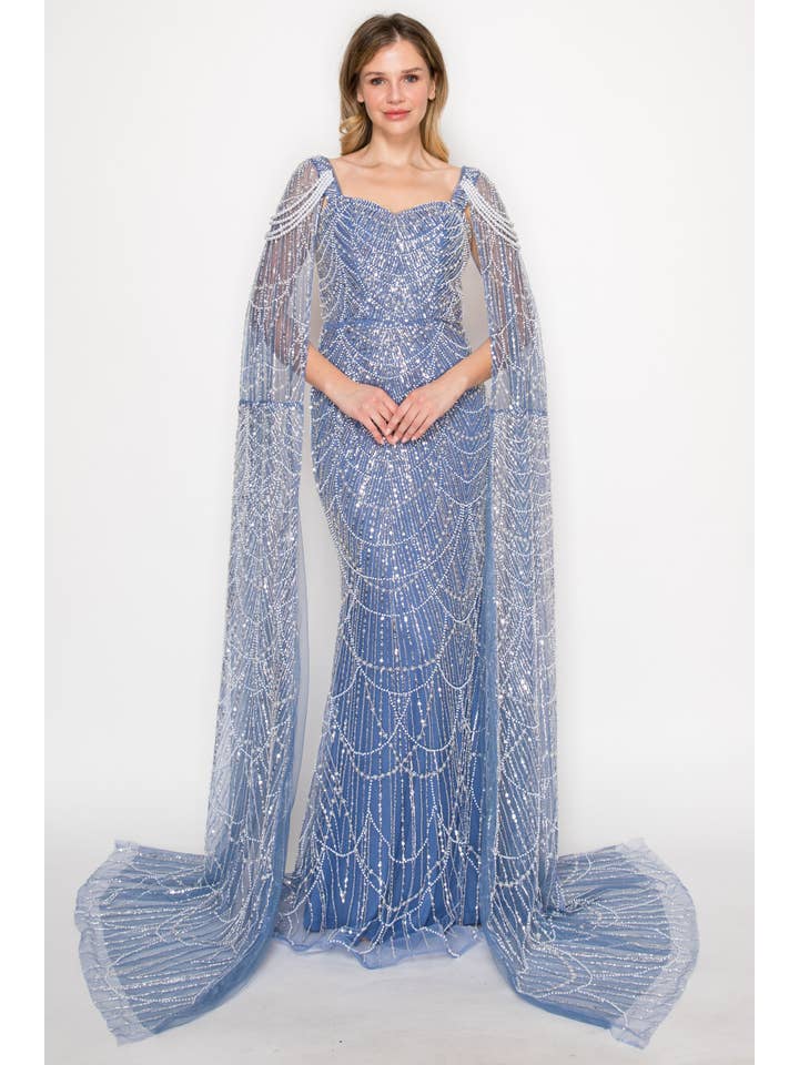 HAZE BLUE Stardust Waltz Dress S#3887 for wholesale on Faire1