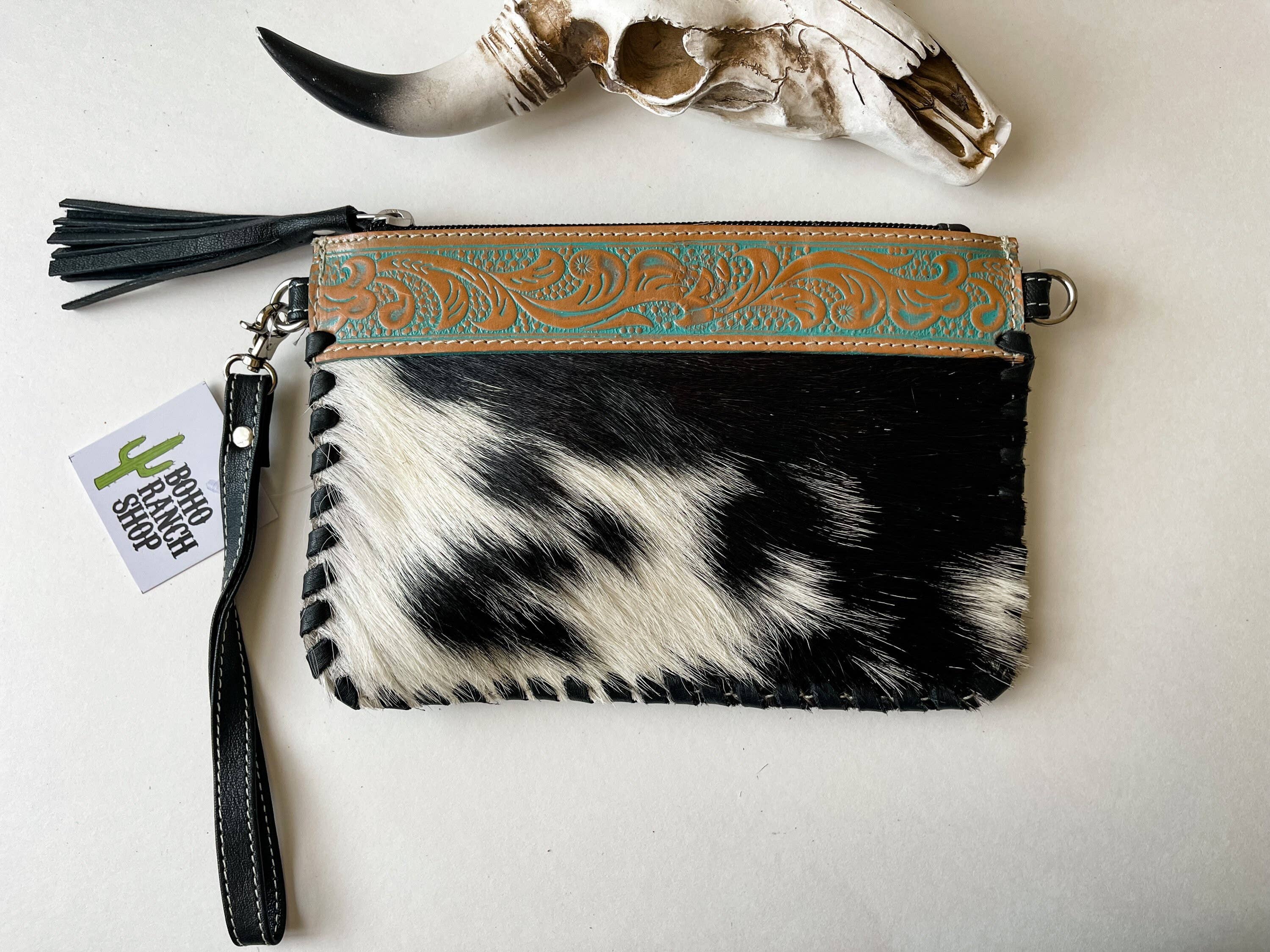 Boho Ranch Shop - Venta al por mayor Bandolera - Mujer - Bandolera Western Mini Mobile de piel de vacuno labrada8