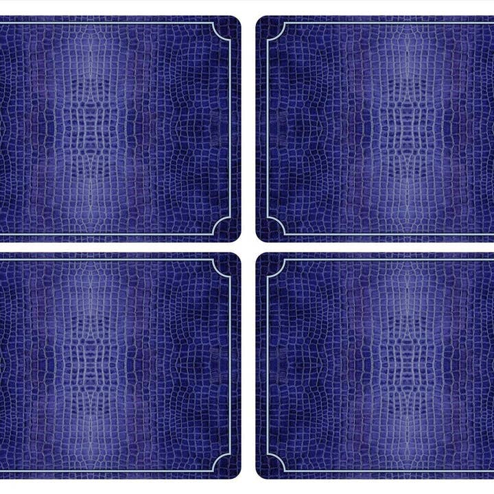 Blue Croc Leather Placemats Set of 4 for wholesale by Portmeirion, Spode, Pimpernel, Nacthmann, Wrendale Designs
