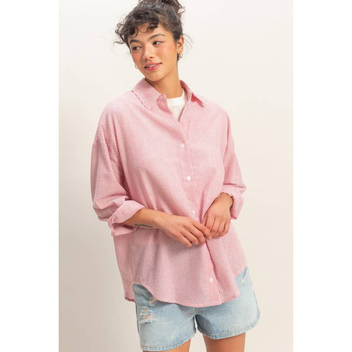 Camicia a righe con bottoni per la vendita all'ingrosso da parte di Double Zero