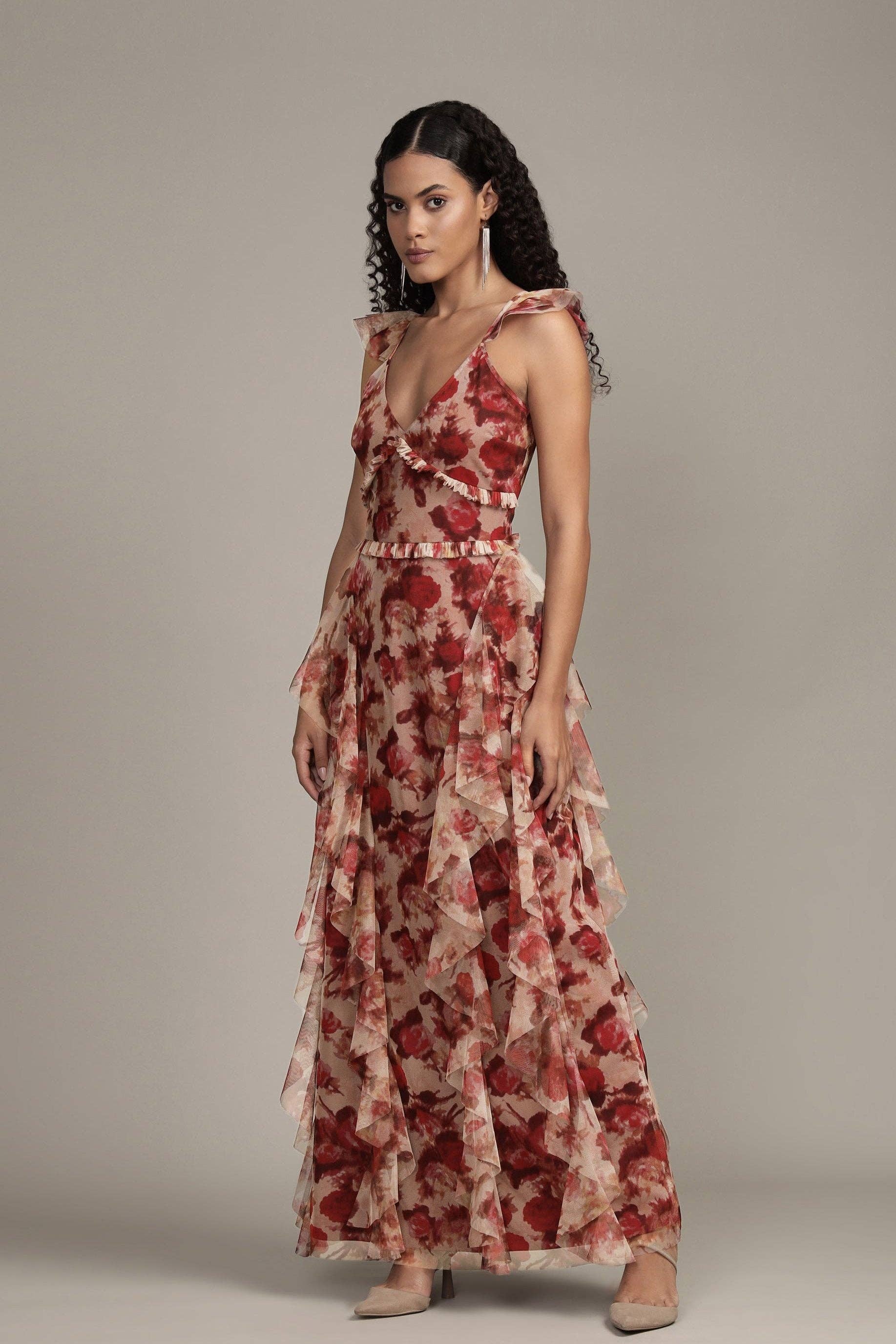 Malin Maxi Dress in Rose Floral for wholesale on Faire1