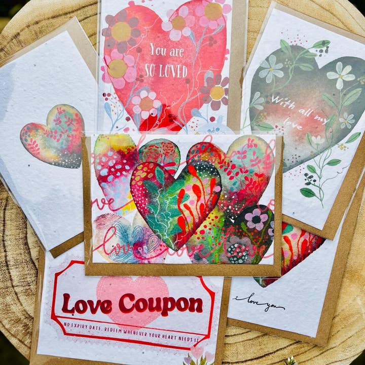 Erika's Whimsical Art – wholesale Love card – Plantable Seed Paper Love Card, Blank Inside 9