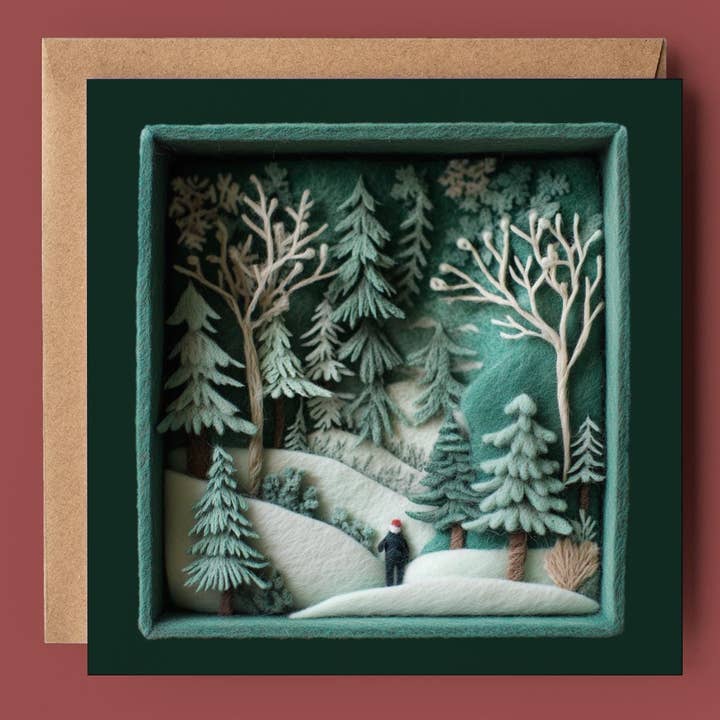 Good Post Day - Wholesale Christmas Card - Snowy Woodland Walk 2D Printed Shadow Box Card1