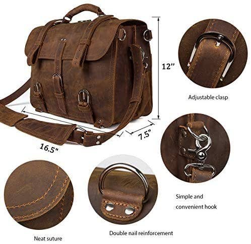 Tuzech Leather - Wholesale Messenger Bag - Men's - Men's Retro Full Grain Leather Briefcase Shoulder Bag10