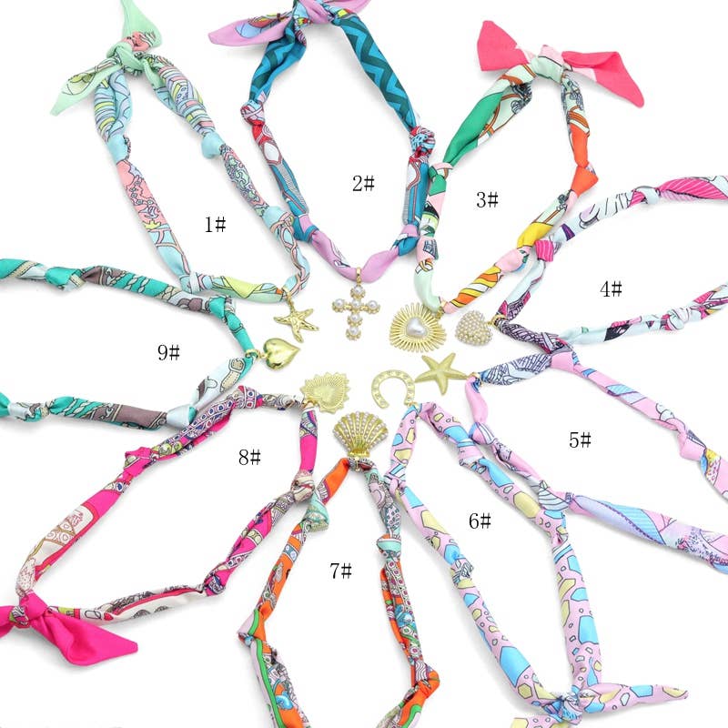 BestBeads&Beyond - Wholesale Pendant/Charm Necklace - Convertible Scarf Necklace, Adjustable Silk Scarf Statement Necklace, sku#EF8061