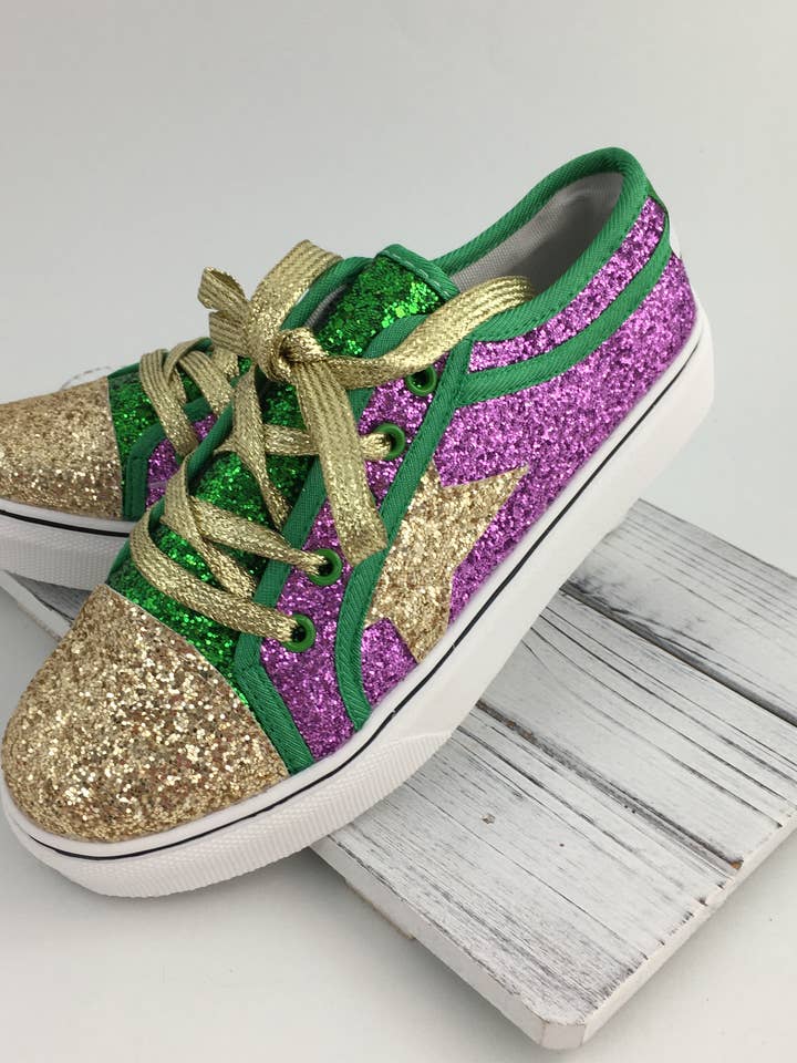 SongLily - Wholesale Lifestyle Sneakers - Women's - Mardi Gras glitter star tennis shoesÂ