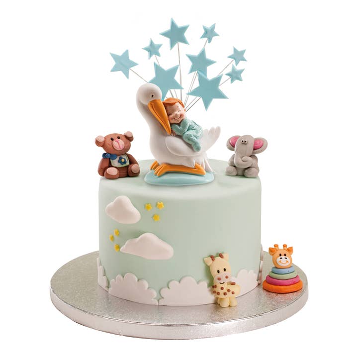 dekora - Vendita all'ingrosso Statuette decorative - 4 CICOGNA DORMIENTE BLU 10CM3