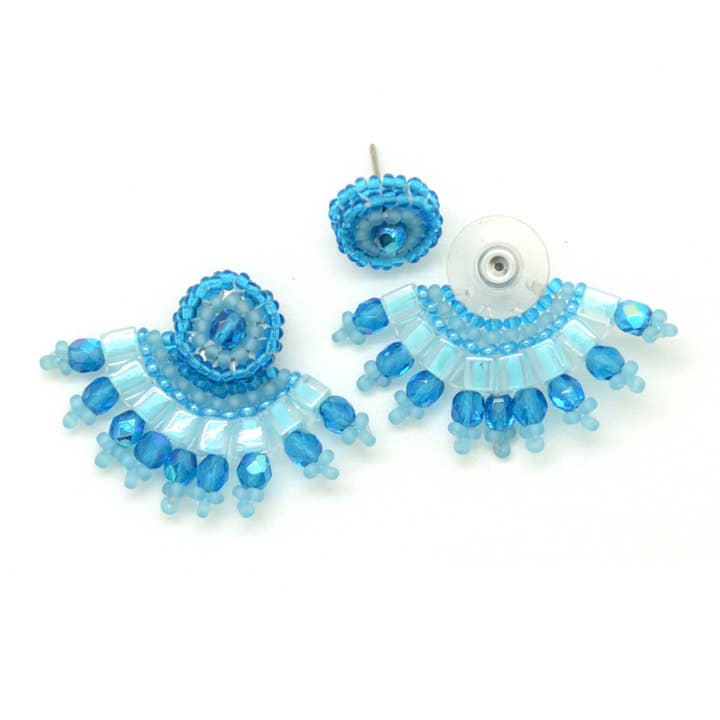 Dunitz & Company - Wholesale Dangle Earrings - Glass Bead Fan Ear Lobe Hugger Earrings - Handmade4