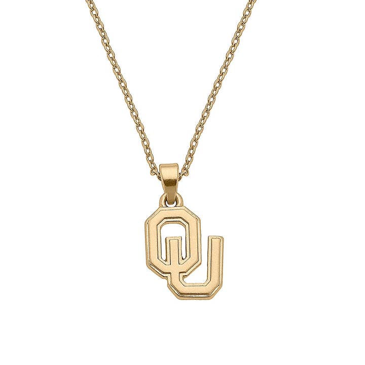 Oklahoma Sooners 24K Gold Plated Pendant Necklace for wholesale by Canvas Style