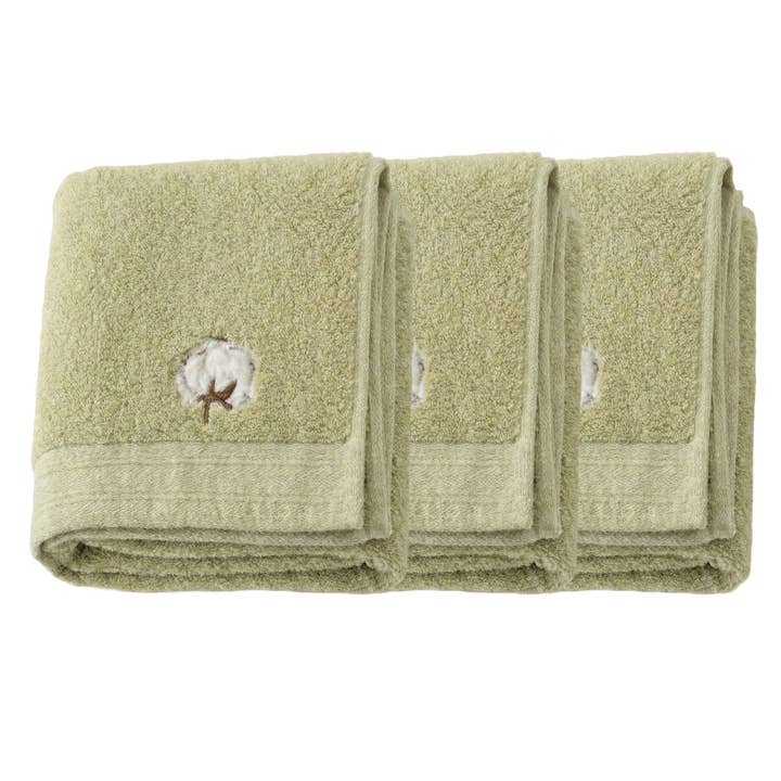 3 Pack Cotton Hand Towels Soft Absorbent Terry Towels with Embroidered Detail for wholesale by AK Brand