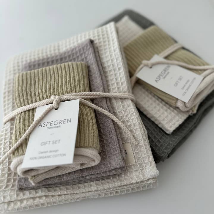 Aspegren Denmark – toalha de cozinha por atacado – Conjunto de oferta - 100% algodão orgânico - Conjunto de 3 - Erva-príncipe1