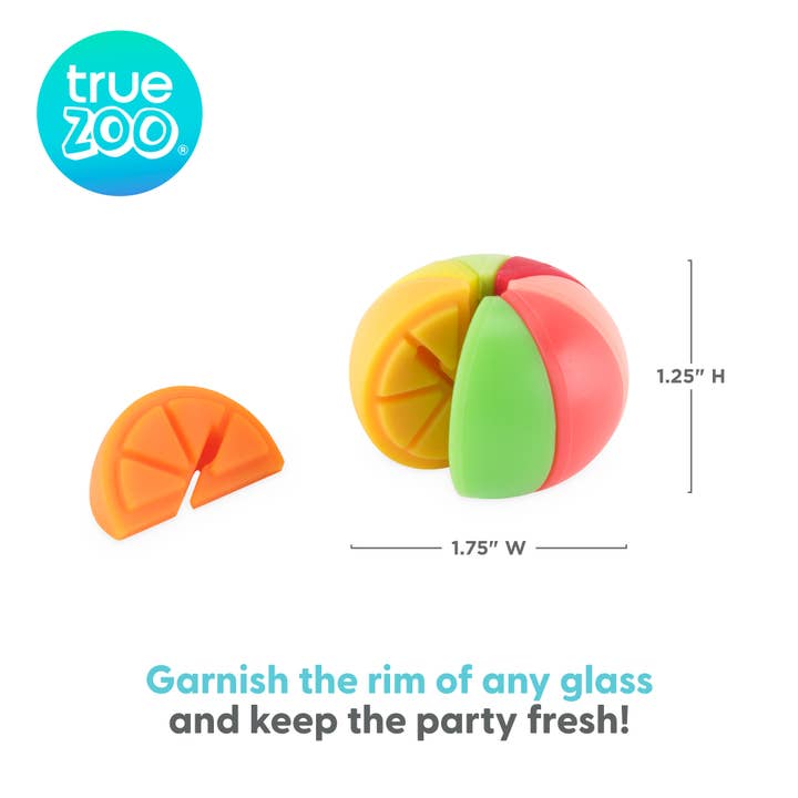TRUE - Wholesale Wine/Cocktail Glass Markers - TrueZoo Citrus Charms Silicone Glass Markers - Set of 8