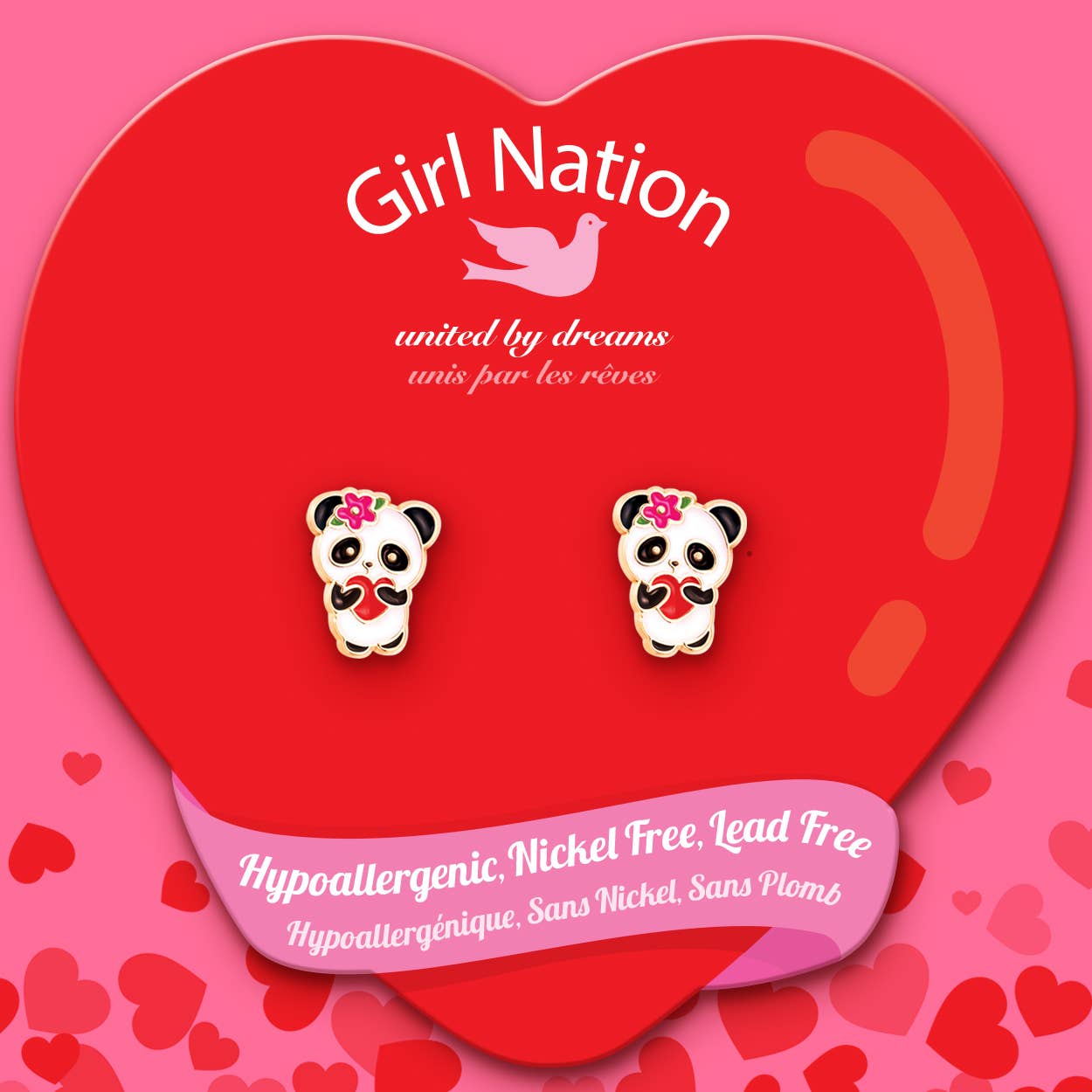 Girl Nation - Wholesale Earrings - Kids - Panda Love Cutie Stud Earrings2