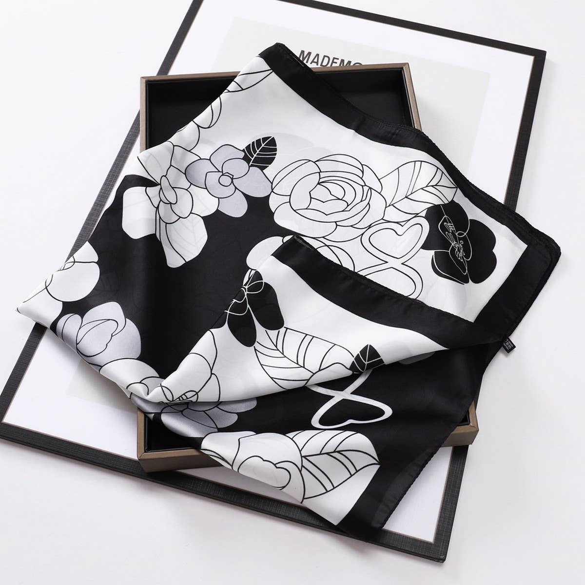 ACCITY - Wholesale Scarf - Women's - Vintage Letter Print Satin Square Scarf for Women_CWASC080925