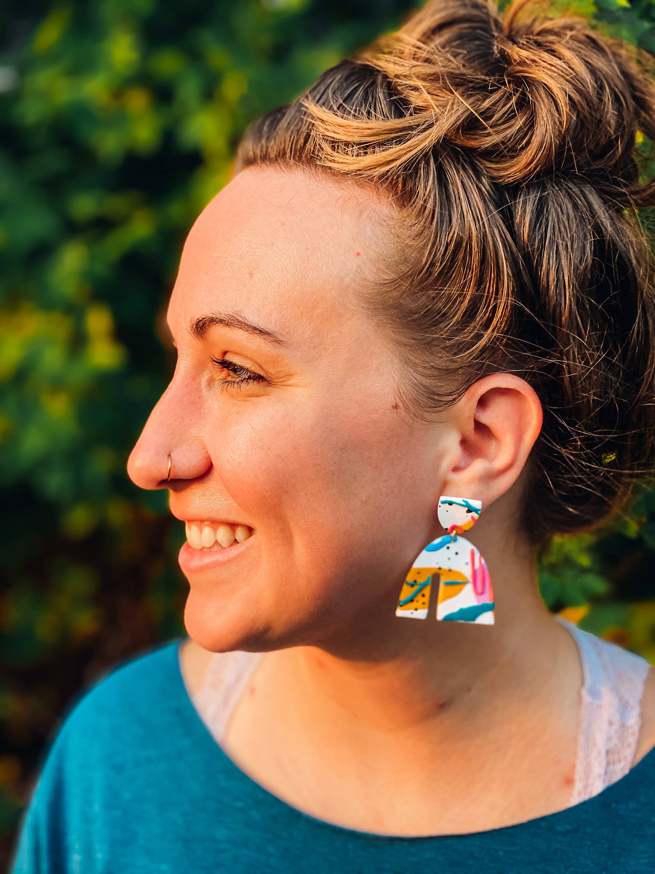 Lauren Likes Art - Wholesale Dangle Earrings - 90s Aesthetic Statement Earring, Big Bold Abstract Earrings, Gift for Artist, Grand Millennial, Polymer Clay Large Dangle, Funky Colorful3