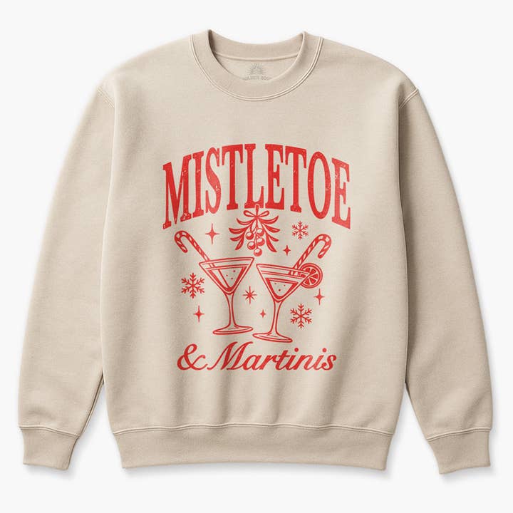 Golden Rose - Wholesale Graphic Sweatshirt - Women's - Mistletoe & Martinis Christmas Sweatshirt – Cozy Retro 1