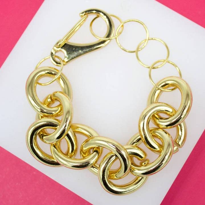 18K Gold Filled 22mm Thick Chunky Rolo Round Bracelet (I295) for wholesale by MIA Jewelry