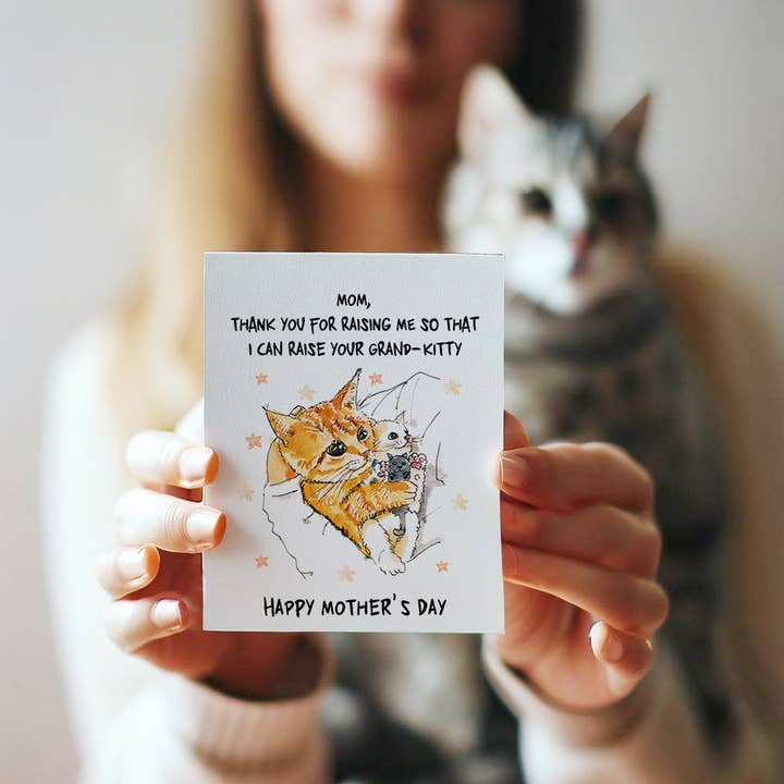 Liyana Studio – Großhandel Muttertagskarten – Raise Grand Kitty - Lustige Muttertagskarte