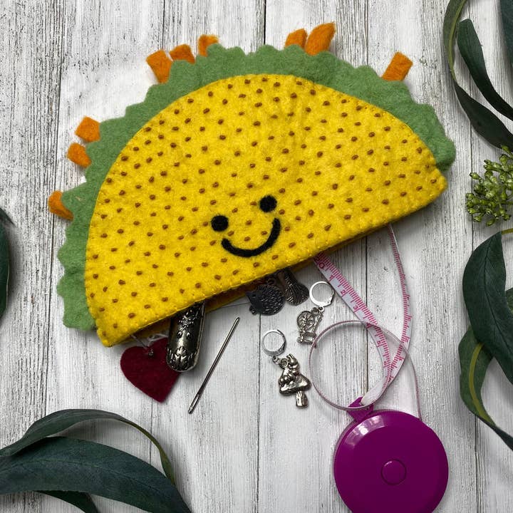 Taco 'bout it Felt Notions Bag for wholesale by frabjousfibers.com