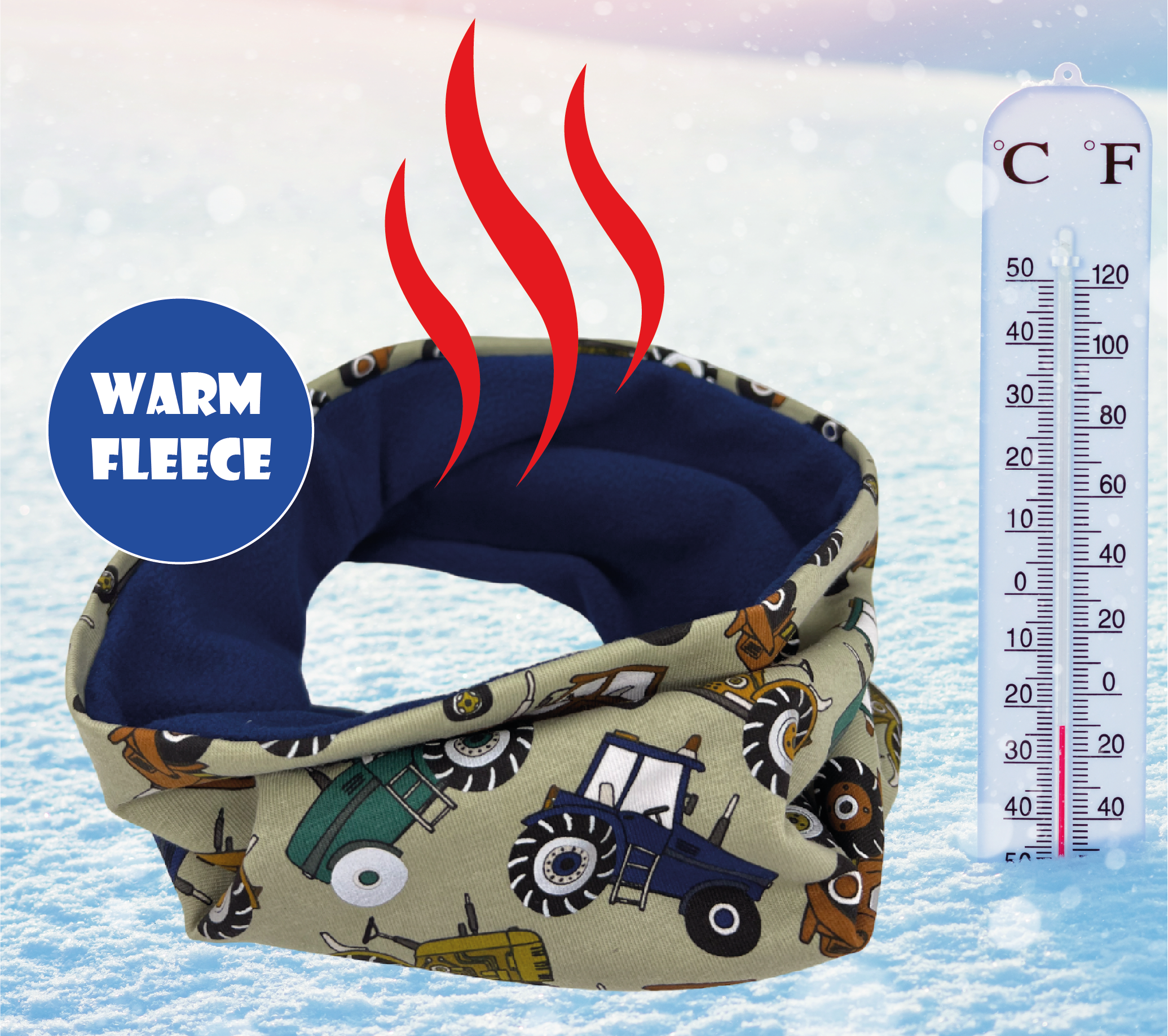 HECKBO – wholesale Mössa - Barn – 360° Reflektor Beanie & Loop - Traktor - Fleece insida3