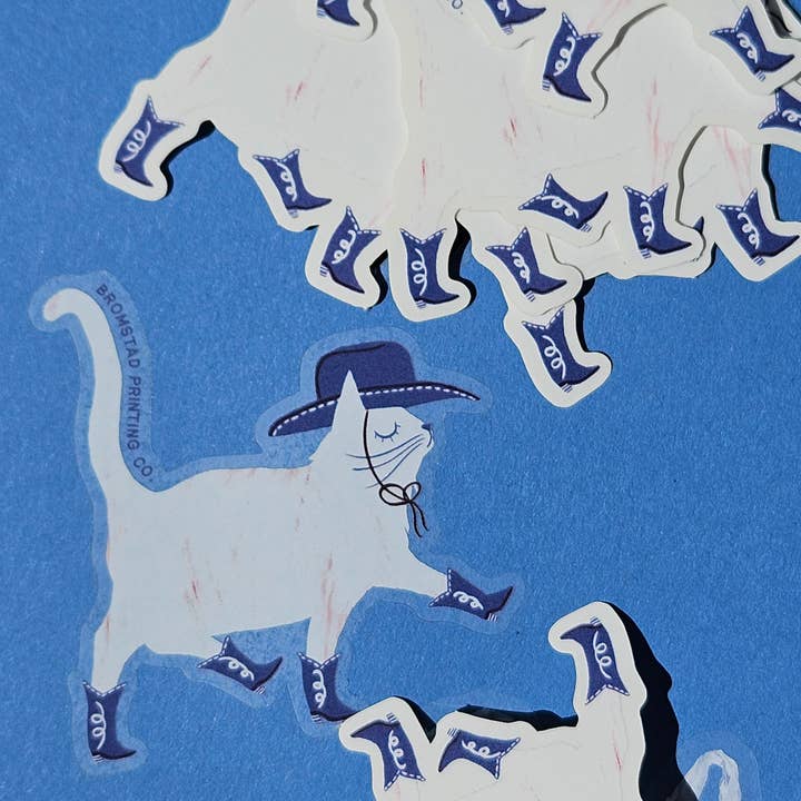 Bromstad Printing Co. - Wholesale Sticker - Cowboy Cat Clear Sticker